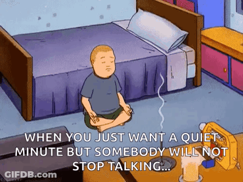 A Cartoon Of A Man Sitting In A Lotus Position In Front Of A Bed GIF