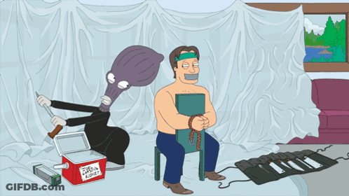 Cartoon Man Sitting In Front Of Family Guy Cooler GIF