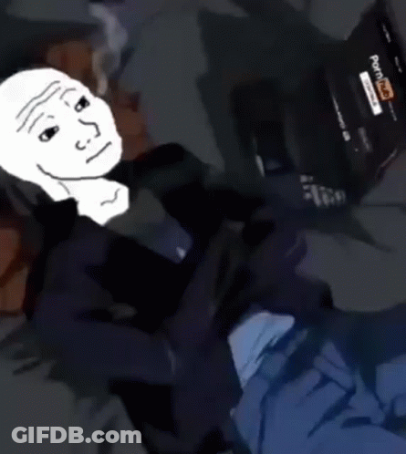 A Cartoon Of A Man Sitting In Front Of A Desk With Pornhub On The Screen GIF