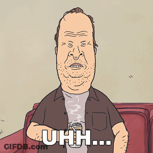 A Cartoon Of A Man Sitting On A Couch With A Can Of Beer In His Hand And The Words Uhh GIF