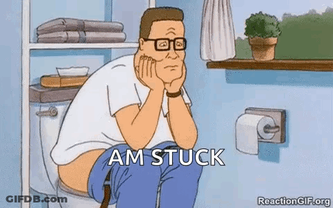 A Cartoon Of A Man Sitting On A Toilet With His Hands On His Chin . GIF