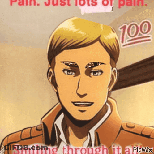 A Cartoon Of A Man Smiling With The Words Pain Just Lots Of Pain Smiling Through It A Picmix . GIF