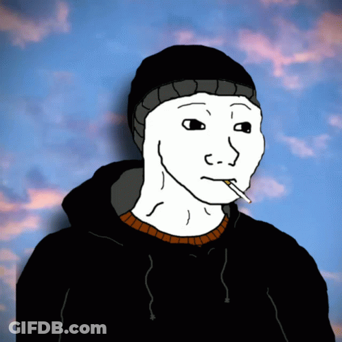 A Cartoon Of A Man Smoking A Cigarette And Wearing A Black Hoodie GIF
