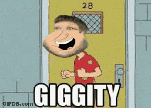 A Cartoon Of A Man Standing In Front Of A Door That Says Gigcity GIF