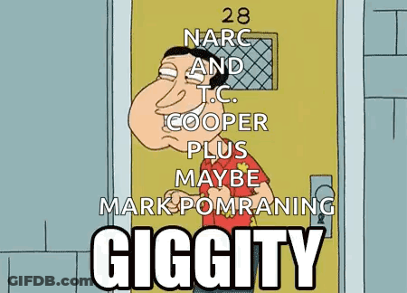A Cartoon Of A Man Standing In Front Of A Door With The Words Giggity On It GIF