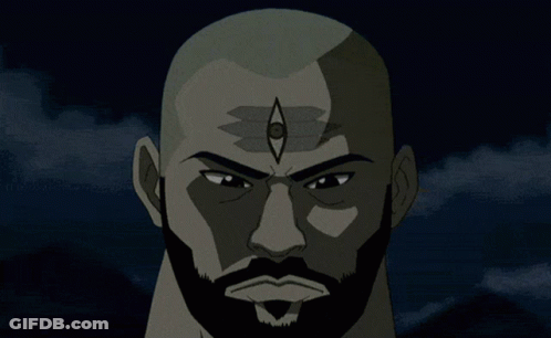 A Cartoon Of A Man Standing In Front Of A Giant Animal GIF