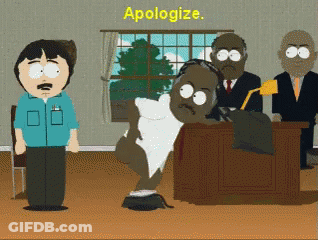 Cartoon Man Standing In Front Of Judge Apologizing GIF