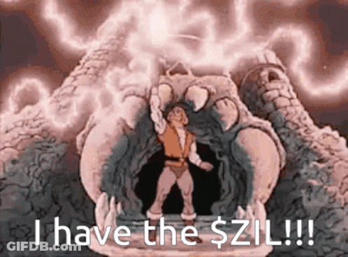 A Cartoon Of A Man Standing In Front Of A Monster That Says I Have The $Zil !!! GIF