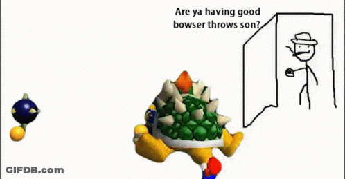 Man In Front Of Explosion Are Ya Having Good Bowser Throws GIF
