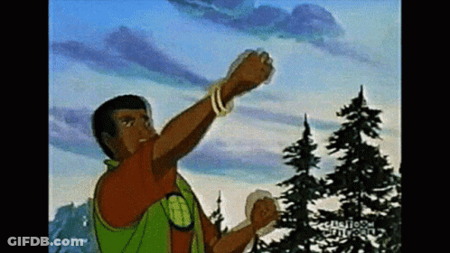 A Cartoon Of A Man Standing In Front Of Trees With The Words Cartoon Network On The Bottom Right GIF
