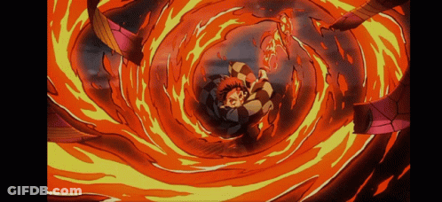 A Cartoon Of A Man Surrounded By Fire GIF