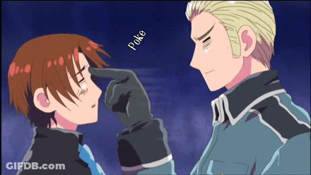 A Cartoon Of A Man Touching Another Man 'S Nose With The Word Poke On The Bottom GIF