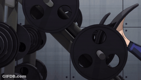 A Cartoon Of A Man Using A Leg Press Machine In A Gym With A Bottle Of Aquafina On The Floor GIF