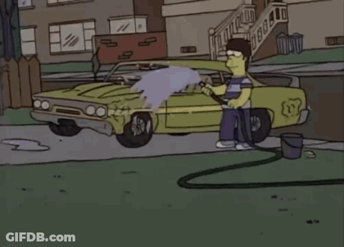 A Cartoon Of A Man Washing A Car With Co-Executive Producer Jace Richdale At The Bottom GIF