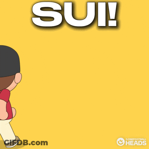 A Cartoon Of A Man Wearing A Baseball Cap With The Word Sui Written Above Him GIF