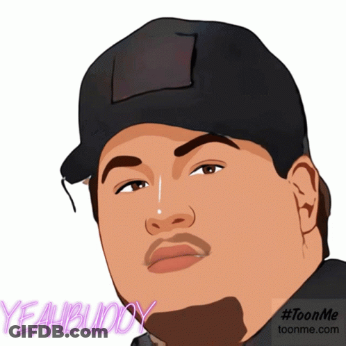 A Cartoon Of A Man Wearing A Black Hat With The Words Yeahbuddy Written Below Him GIF