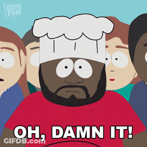 A Cartoon Of A Man Wearing A Chef Hat Says Oh Damn It GIF