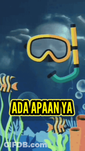 A Cartoon Of A Man Wearing A Goggles And A Snorkel With The Word Ada Aaanya On The Bottom GIF