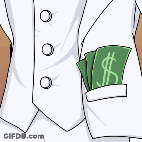 A Cartoon Of A Man Wearing A Gold Watch With Roman Numerals On The Face GIF