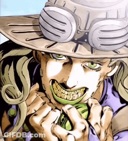 A Cartoon Of A Man Wearing A Hat And Goggles Holding A Green Object In His Mouth . GIF