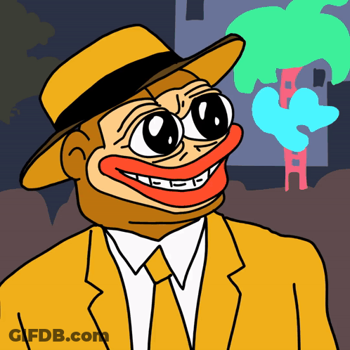 A Cartoon Of A Man Wearing A Hat And Tie GIF