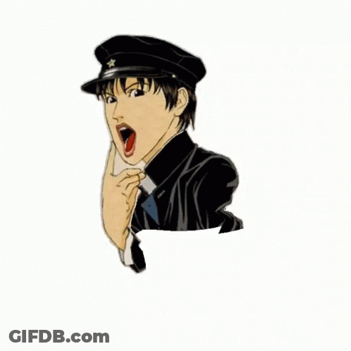 A Cartoon Of A Man Wearing A Hat With A Gold Star On It GIF