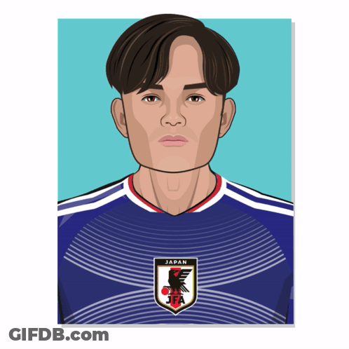 A Cartoon Of A Man Wearing A Jersey That Says Japan GIF