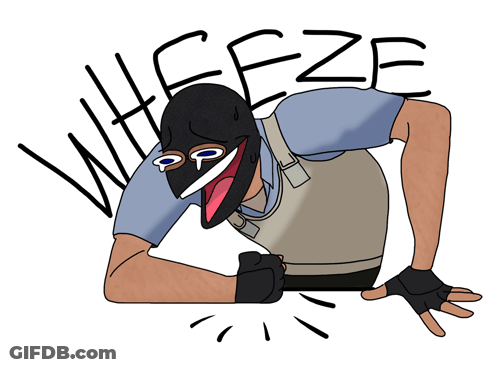 A Cartoon Of A Man Wearing A Mask And Gloves With The Word Wheeze Above Him GIF