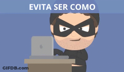 A Cartoon Of A Man Wearing A Mask Looking At A Laptop GIF