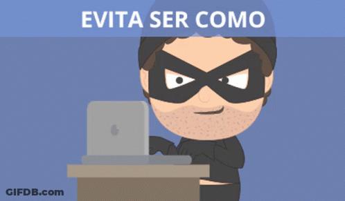 A Cartoon Of A Man Wearing A Mask Using A Laptop Computer GIF