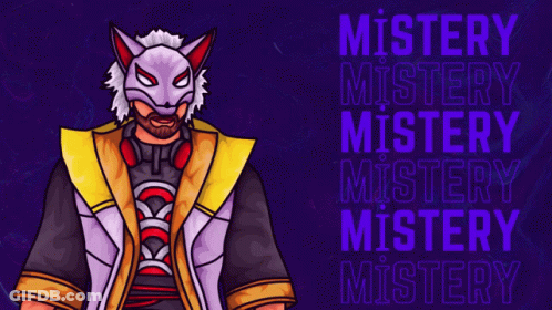 A Cartoon Of A Man Wearing A Mask With The Word Mystery In The Corner GIF