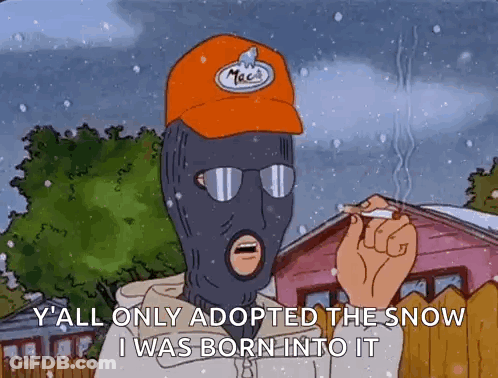 A Cartoon Of A Man Wearing A Ski Mask Smoking A Cigarette . GIF