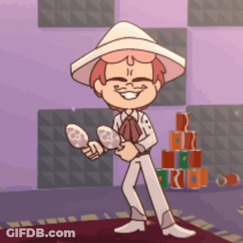 A Cartoon Of A Man Wearing A Sombrero Holding Maracas GIF