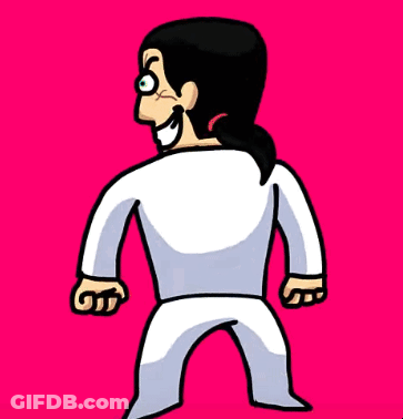 A Cartoon Of A Man Wearing A White Suit And Blue Shirt GIF