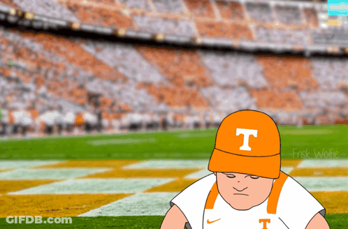 A Cartoon Of A Man Wearing An Orange T Hat GIF