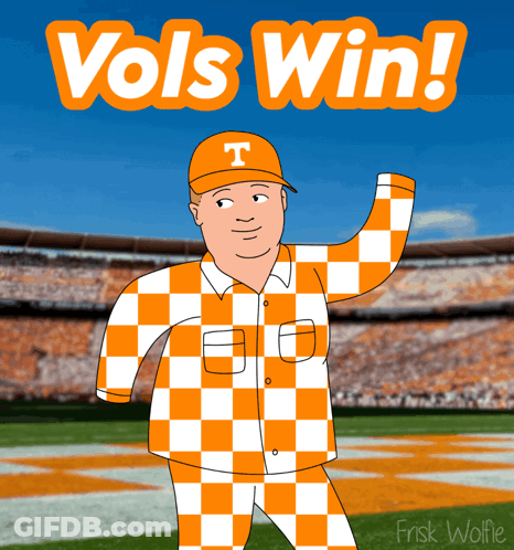 A Cartoon Of A Man Wearing An Orange T Hat GIF