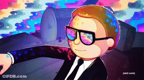 A Cartoon Of A Man Wearing Glasses And A Suit With The Words Adult Swim Below Him GIF