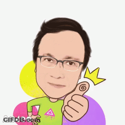 A Cartoon Of A Man Wearing Glasses Giving A Thumbs Up Sign GIF