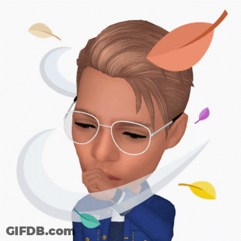 A Cartoon Of A Man Wearing Glasses With Leaves Coming Out Of His Head GIF