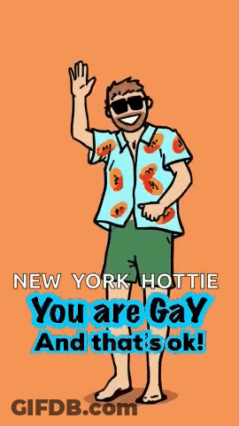 A Cartoon Of A Man Wearing Sunglasses And A Shirt That Says New York Hottie GIF