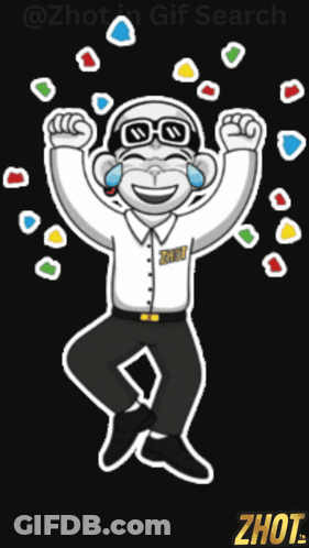 A Cartoon Of A Man Wearing Sunglasses And A Shirt That Says ' Zhot ' On It GIF