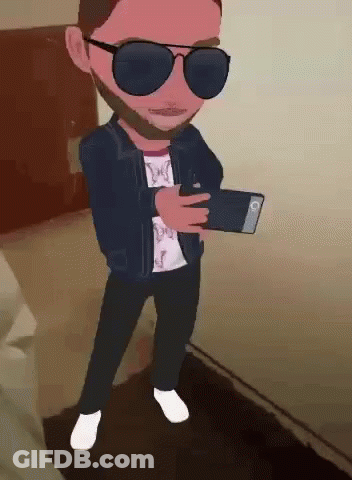 A Cartoon Of A Man Wearing Sunglasses And Holding A Phone GIF