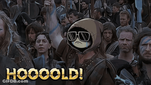 A Cartoon Of A Man Wearing Sunglasses With The Words Hooooold On The Bottom GIF