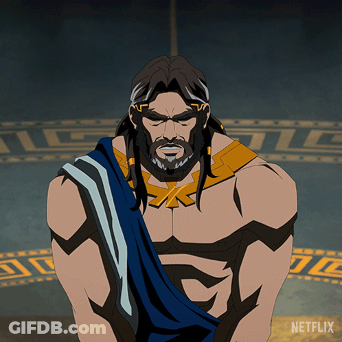 A Cartoon Of A Man With A Beard And A Blue Robe With The Word Netflix On The Bottom Right GIF