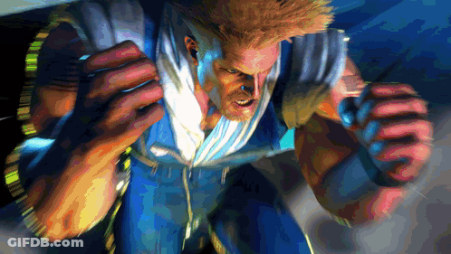 A Cartoon Of A Man With A Beard And A Blue Shirt Is Fighting GIF