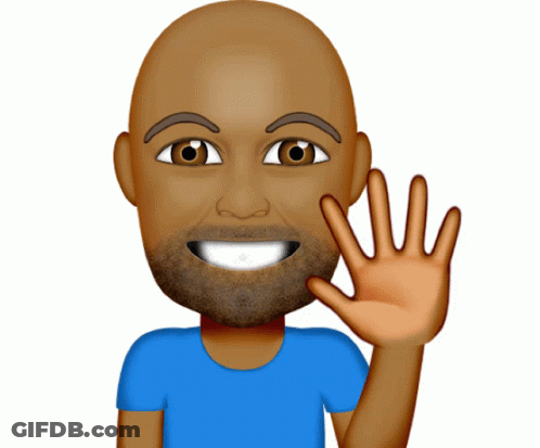 A Cartoon Of A Man With A Beard And A Blue Shirt Waving His Hand GIF