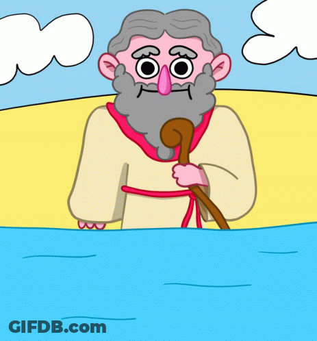 A Cartoon Of A Man With A Beard And A Cane GIF