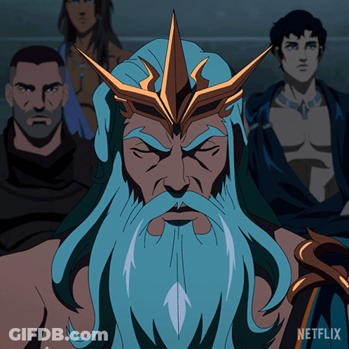 A Cartoon Of A Man With A Beard And A Crown With A Netflix Logo In The Corner GIF
