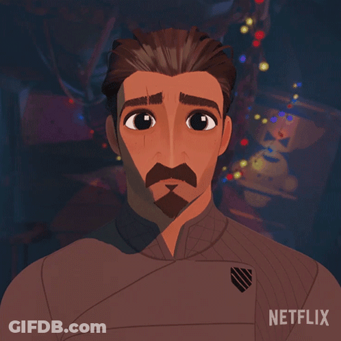 A Cartoon Of A Man With A Beard And A Netflix Logo Behind Him GIF