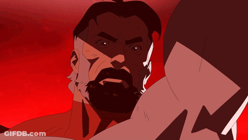 A Cartoon Of A Man With A Beard And A Shadow On His Face GIF